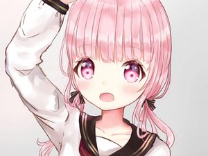 Preview wallpaper girl, gesture, anime, art, pink