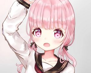 Preview wallpaper girl, gesture, anime, art, pink