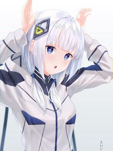 Preview wallpaper girl, gesture, anime, white