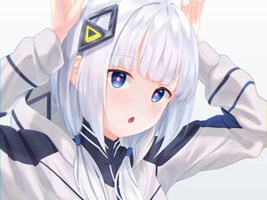 Preview wallpaper girl, gesture, anime, white