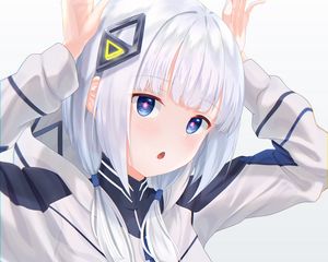 Preview wallpaper girl, gesture, anime, white