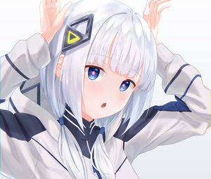 Preview wallpaper girl, gesture, anime, white