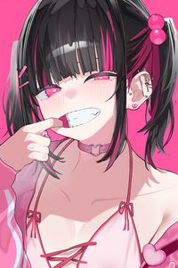 Preview wallpaper girl, gesture, art, anime, pink