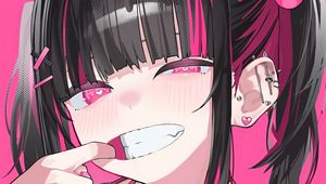 Preview wallpaper girl, gesture, art, anime, pink