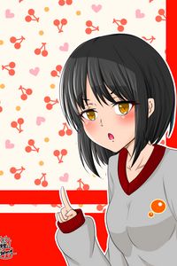 Preview wallpaper girl, gesture, cherry, anime, art