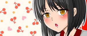 Preview wallpaper girl, gesture, cherry, anime, art