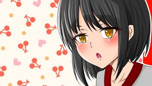 Preview wallpaper girl, gesture, cherry, anime, art