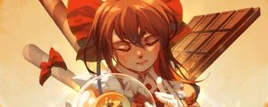 Preview wallpaper girl, gesture, chocolate, sweets, anime