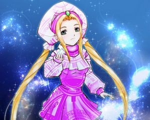 Preview wallpaper girl, gesture, dress, glow, anime