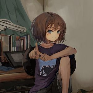 Preview wallpaper girl, gesture, finger, anime, art