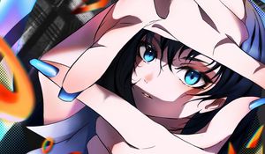 Preview wallpaper girl, gesture, glance, anime, art