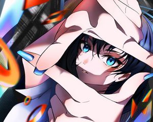 Preview wallpaper girl, gesture, glance, anime, art