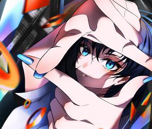 Preview wallpaper girl, gesture, glance, anime, art