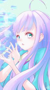 Preview wallpaper girl, gesture, glance, anime, art, purple