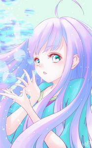 Preview wallpaper girl, gesture, glance, anime, art, purple