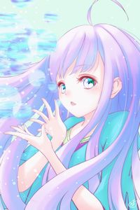 Preview wallpaper girl, gesture, glance, anime, art, purple