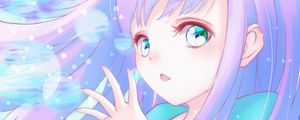 Preview wallpaper girl, gesture, glance, anime, art, purple