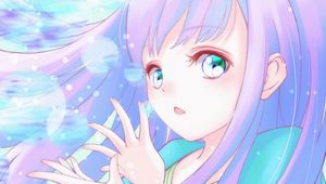 Preview wallpaper girl, gesture, glance, anime, art, purple