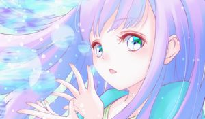 Preview wallpaper girl, gesture, glance, anime, art, purple