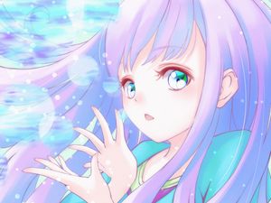 Preview wallpaper girl, gesture, glance, anime, art, purple