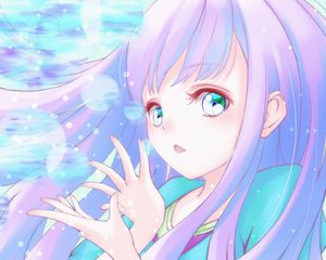 Preview wallpaper girl, gesture, glance, anime, art, purple