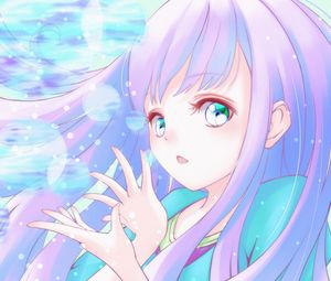 Preview wallpaper girl, gesture, glance, anime, art, purple