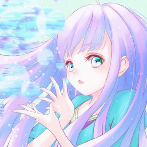 Preview wallpaper girl, gesture, glance, anime, art, purple