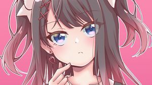 Preview wallpaper girl, gesture, hair clip, anime, pink