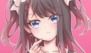 Preview wallpaper girl, gesture, hair clip, anime, pink