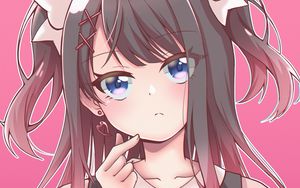 Preview wallpaper girl, gesture, hair clip, anime, pink