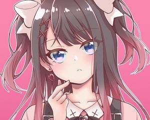 Preview wallpaper girl, gesture, hair clip, anime, pink