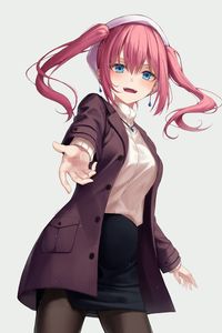 Preview wallpaper girl, gesture, jacket, skirt, anime