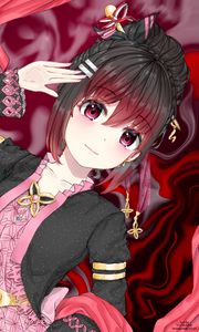 Preview wallpaper girl, gesture, jewelry, anime, art, red