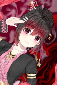 Preview wallpaper girl, gesture, jewelry, anime, art, red