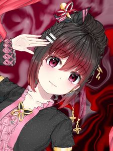 Preview wallpaper girl, gesture, jewelry, anime, art, red