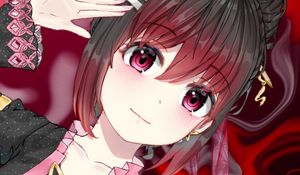 Preview wallpaper girl, gesture, jewelry, anime, art, red