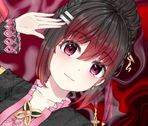 Preview wallpaper girl, gesture, jewelry, anime, art, red