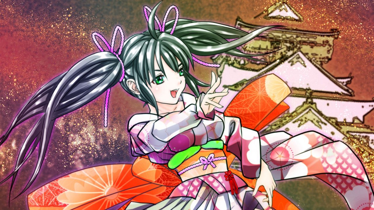 Wallpaper girl, gesture, kimono, movement, anime