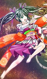 Preview wallpaper girl, gesture, kimono, movement, anime