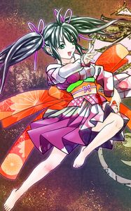 Preview wallpaper girl, gesture, kimono, movement, anime