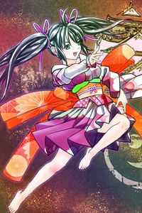 Preview wallpaper girl, gesture, kimono, movement, anime