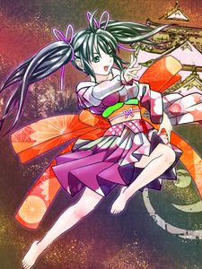 Preview wallpaper girl, gesture, kimono, movement, anime
