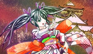 Preview wallpaper girl, gesture, kimono, movement, anime