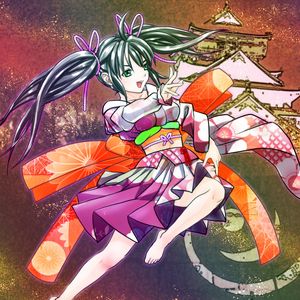 Preview wallpaper girl, gesture, kimono, movement, anime