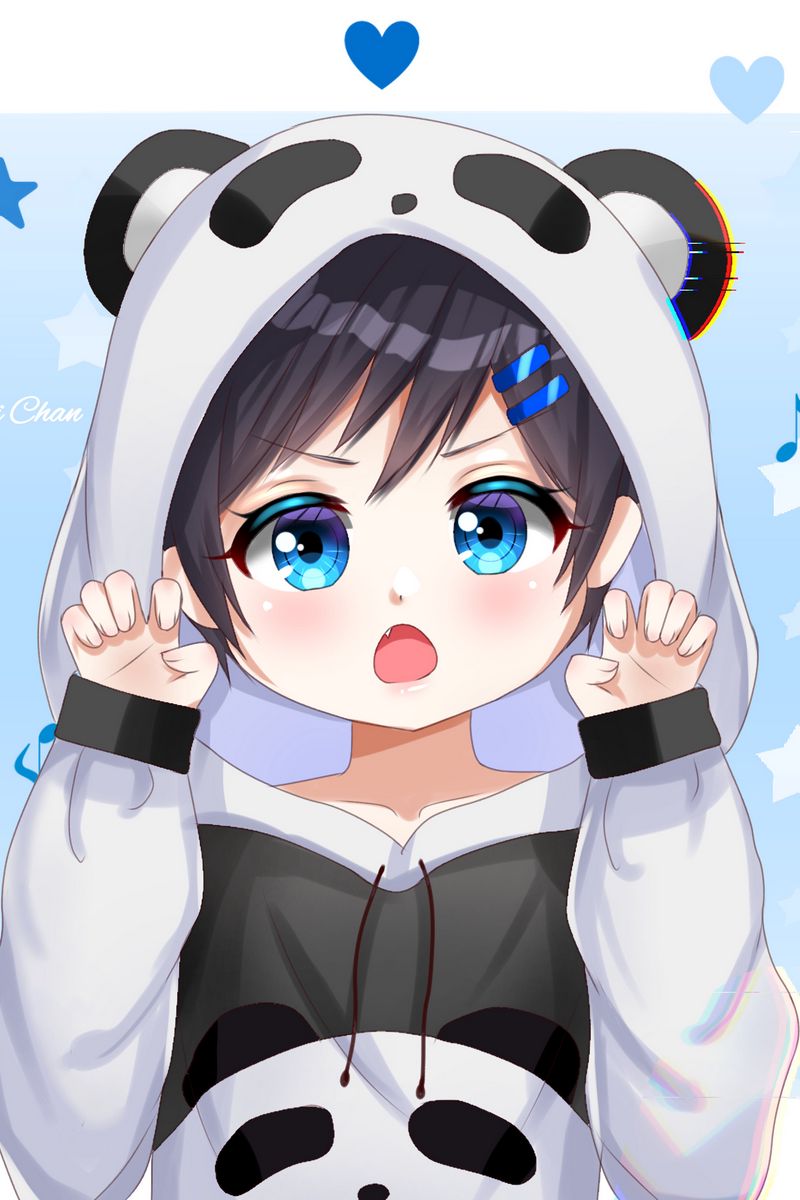 Download wallpaper 800x1200 girl, gesture, panda, cute, anime, art, cartoon  iphone 4s/4 for parallax hd background