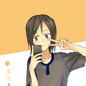 Preview wallpaper girl, gesture, phone, selfie, anime