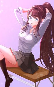 Preview wallpaper girl, gesture, ponytail, anime, art