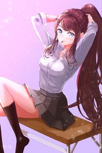 Preview wallpaper girl, gesture, ponytail, anime, art