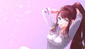 Preview wallpaper girl, gesture, ponytail, anime, art