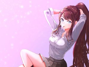 Preview wallpaper girl, gesture, ponytail, anime, art